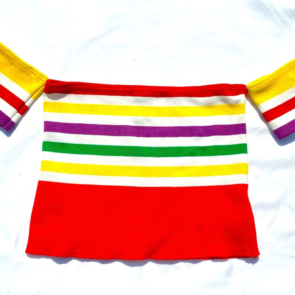 Windsor striped crop top off the shoulder